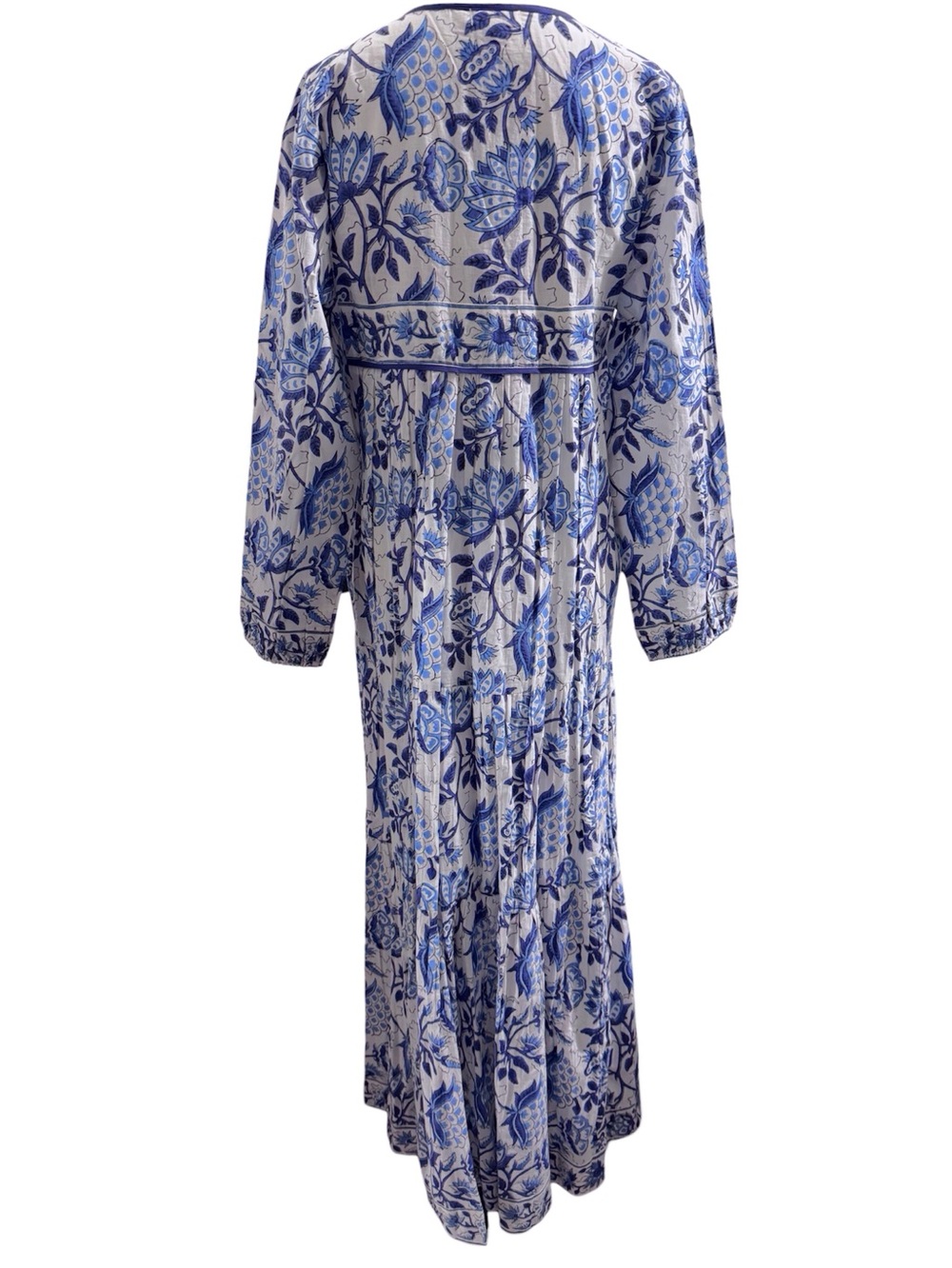 Karni Blue & White Cotton Floral Printed Maxi Dress Size Medium - Picture 3 of 10
